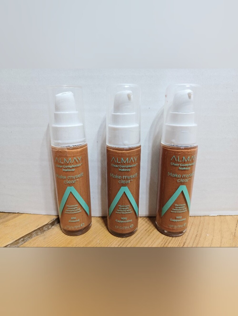 Almay Make Myself Clear Makeup 1 ea ALMOND 810 + 2 ea CAPPUCCINO 900 1oz NOS